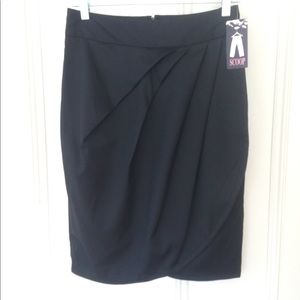 SCOOP Faux-Wrap Asymmetric Pleated Pencil Skirt